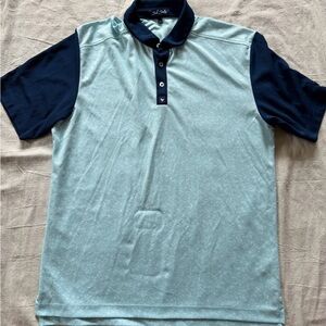 Bad Birdie Mens Golf Light Blue Polo with Navy Collar and Sleeves Large